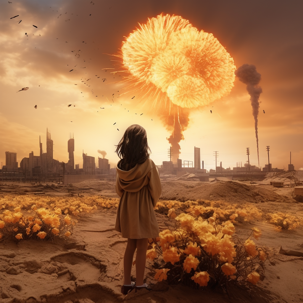 Sandstorm explosion flower girl collecting