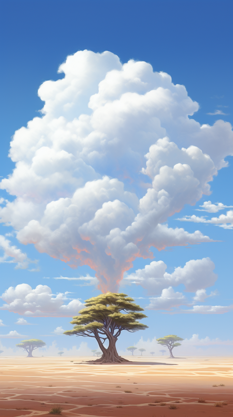 Beautiful cloud tree in the desert