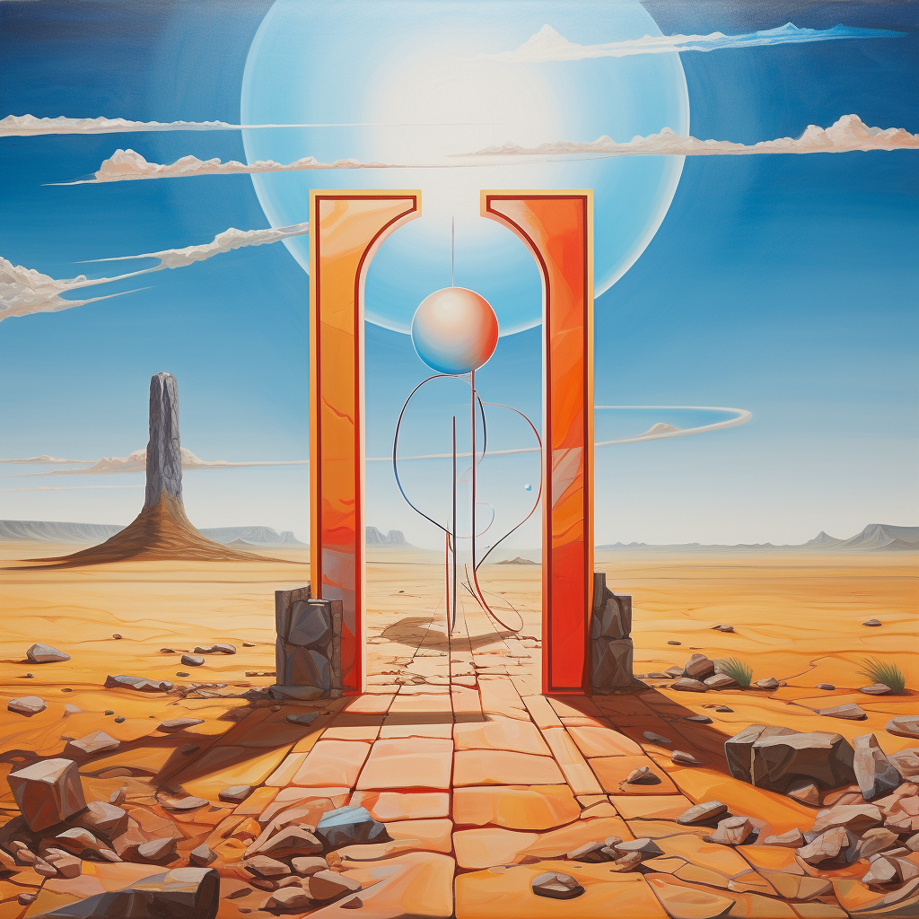 Desert lighthouse portal painting crown