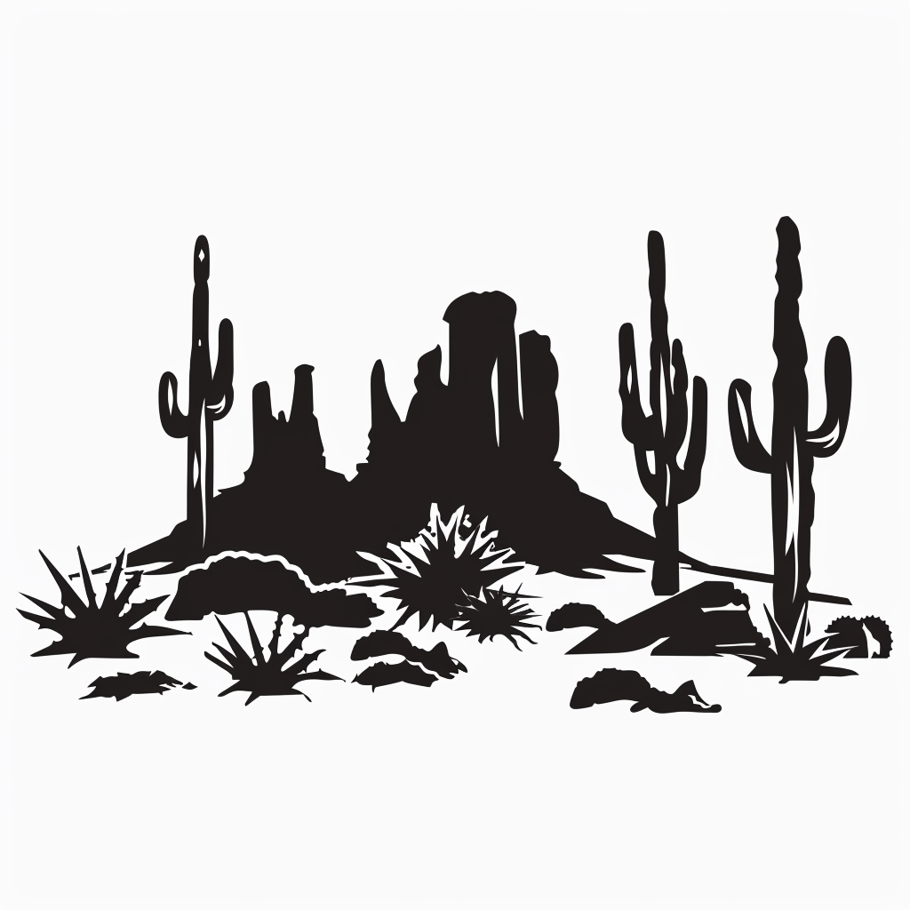 Desert mesa vector with cactus