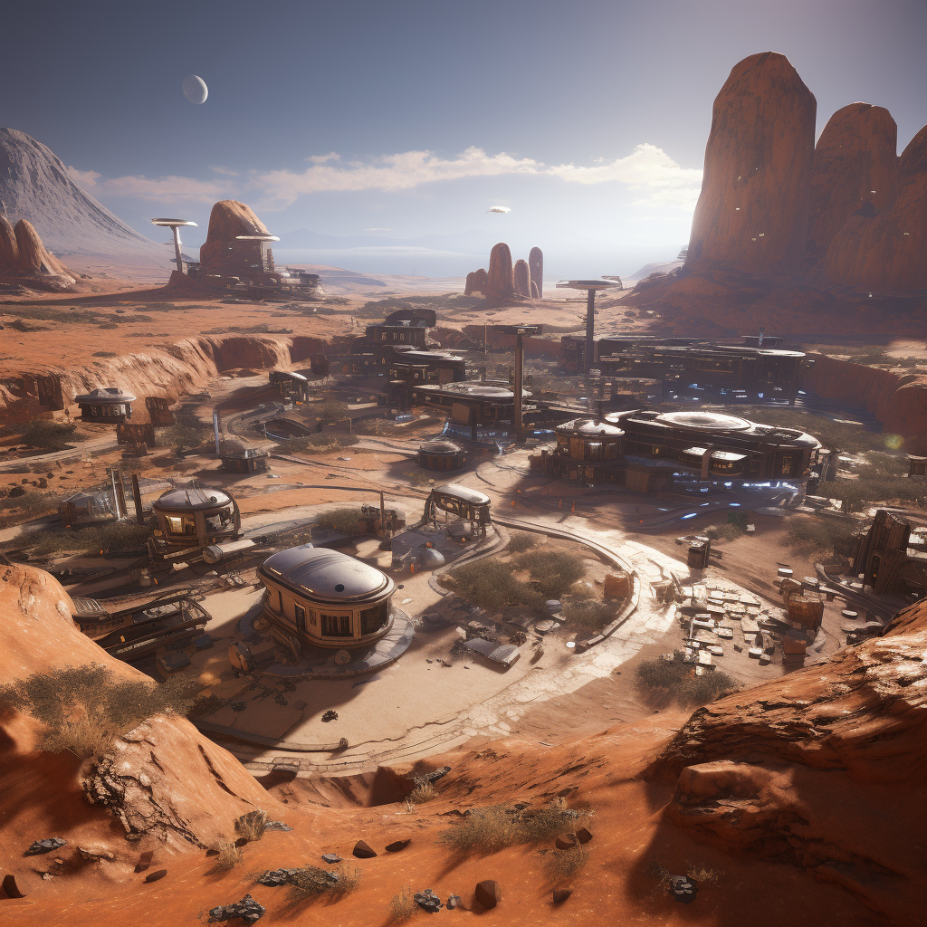 Human colony thriving on desert planet