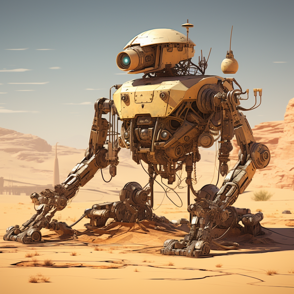 Concept art of desert repair robot