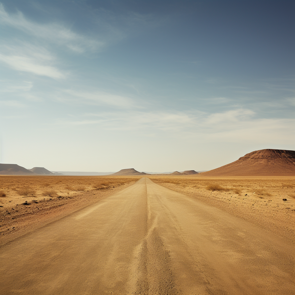 Road construction in the desert