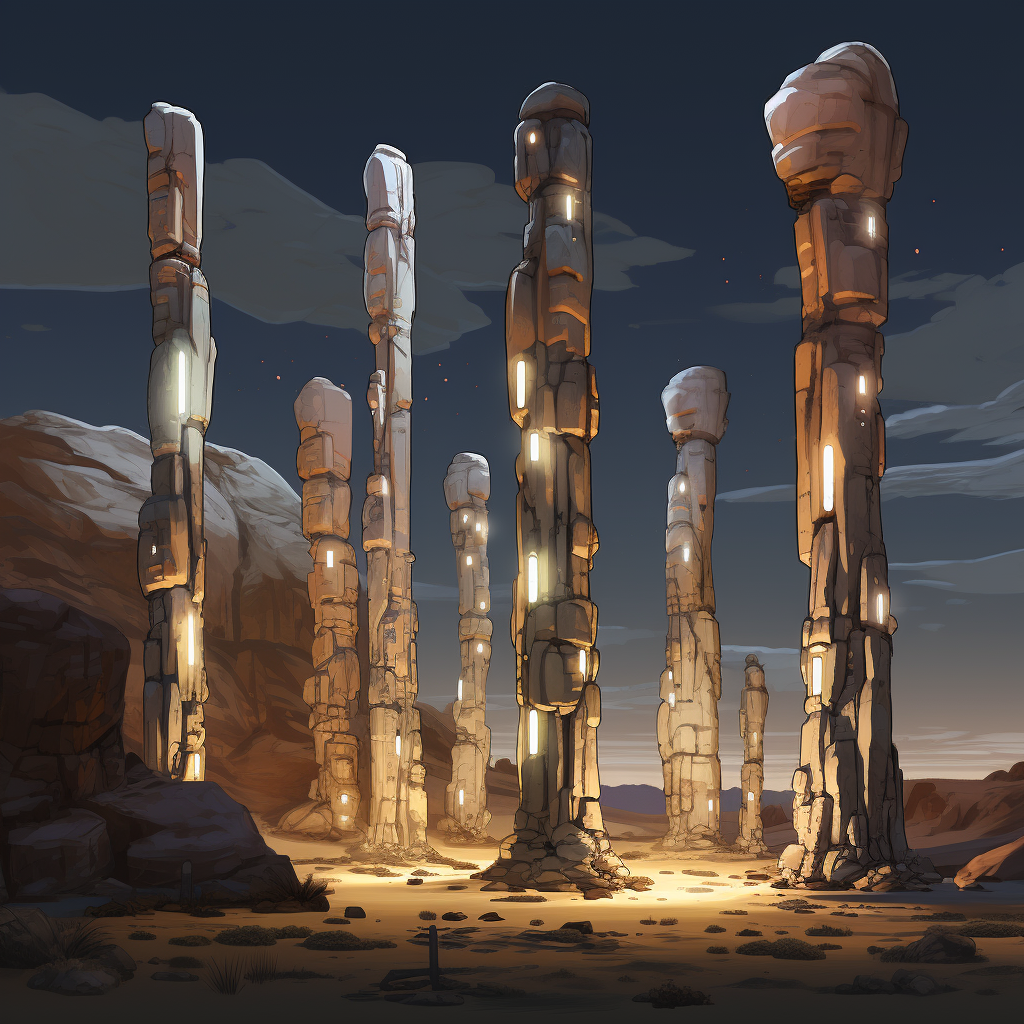 Desert rock lighting columns design