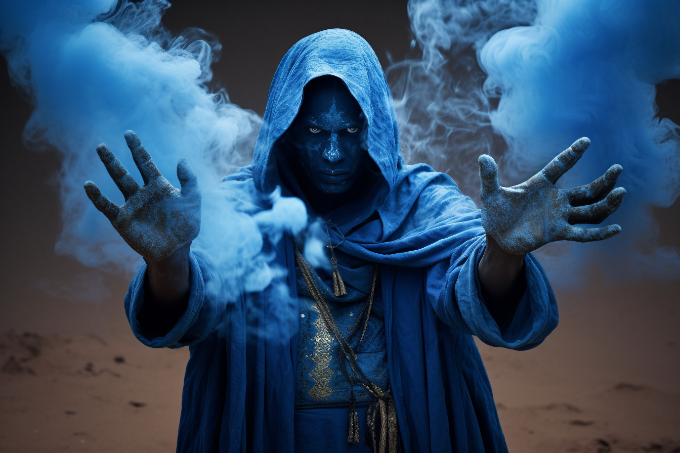 Ancient African jinn conjuring desert storm