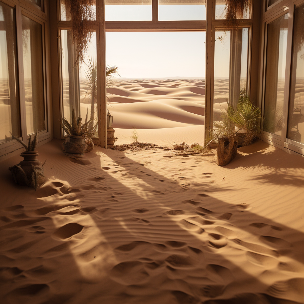 Realistic image of a desert tent journey