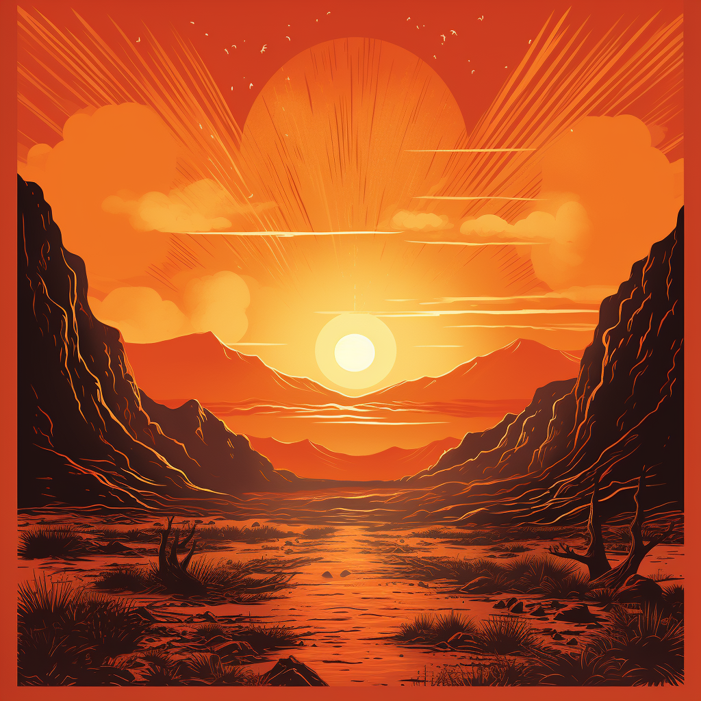 Sun Rising Above Ethnic Desert Vintage Party Poster