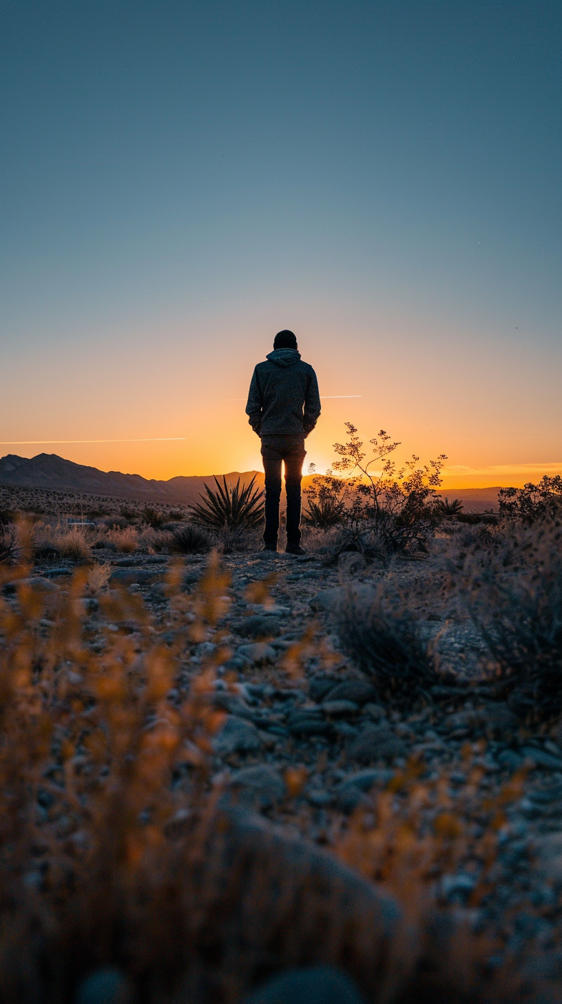 Person in Desert Wide Angle