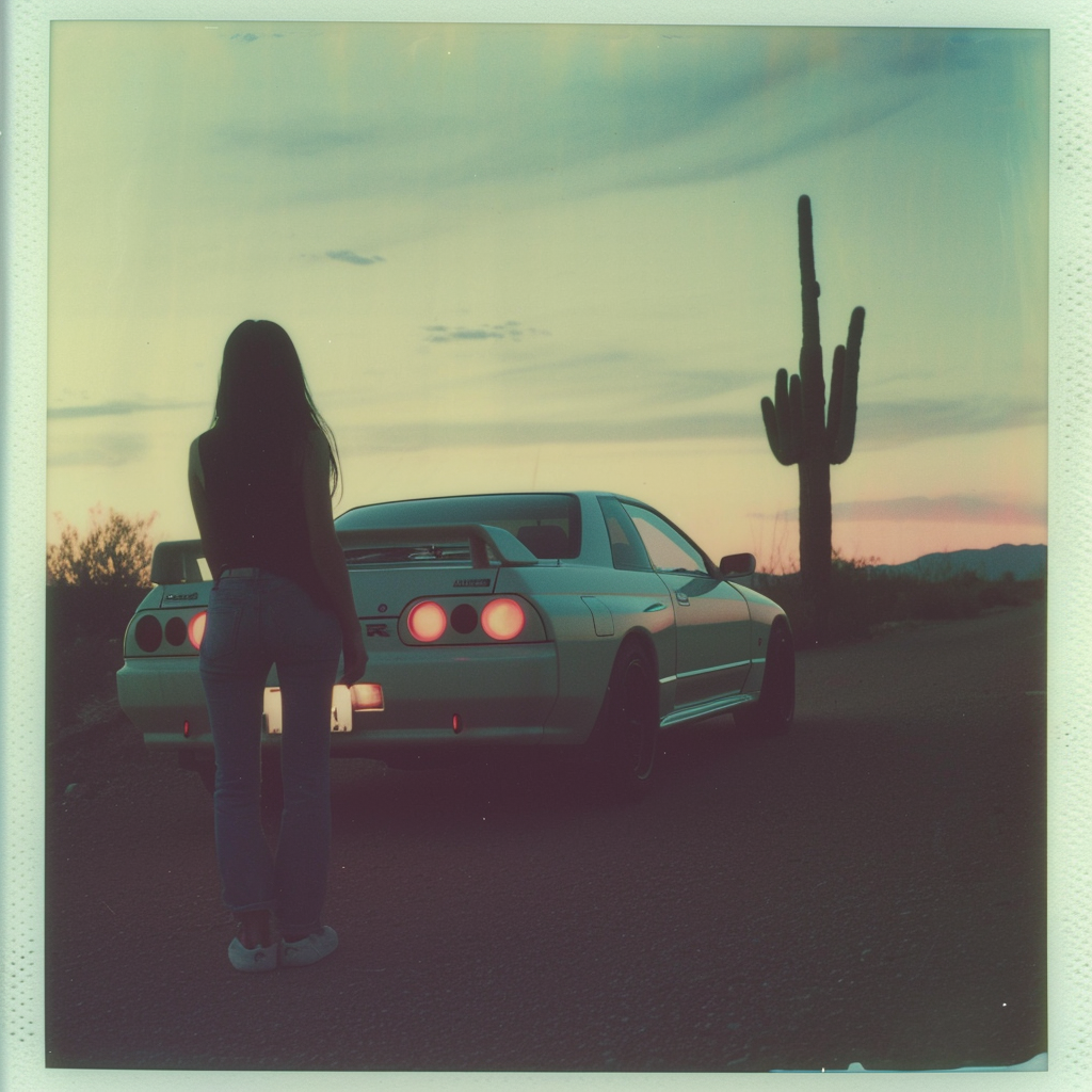 Japanese woman with Nissan R32 GTR 1993