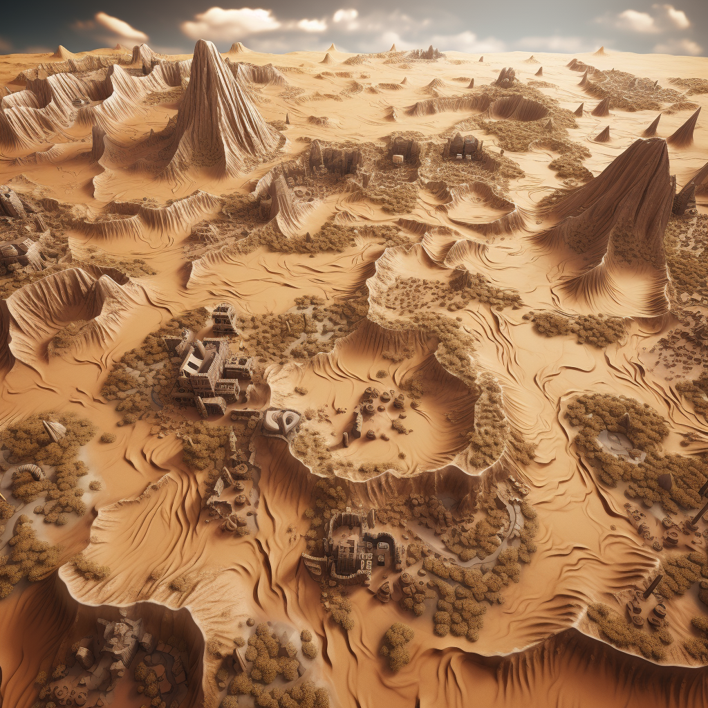 3D Battle Map with Desert Ashes and Dunes