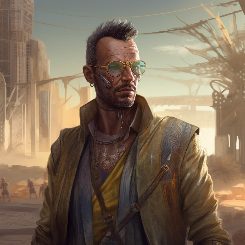 Mayor of a Desert City in a Cyberpunk Fantasy Setting