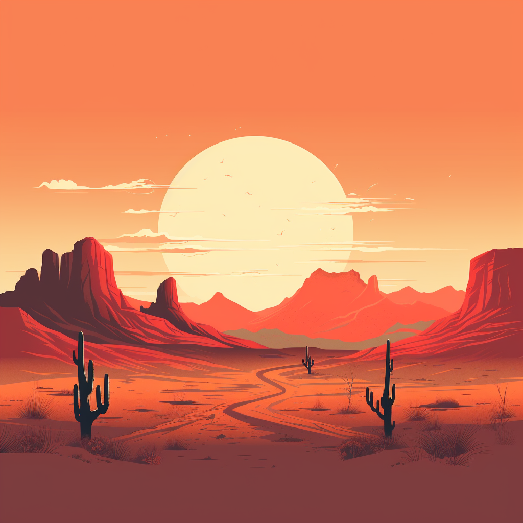 Minimalistic style desert landscape