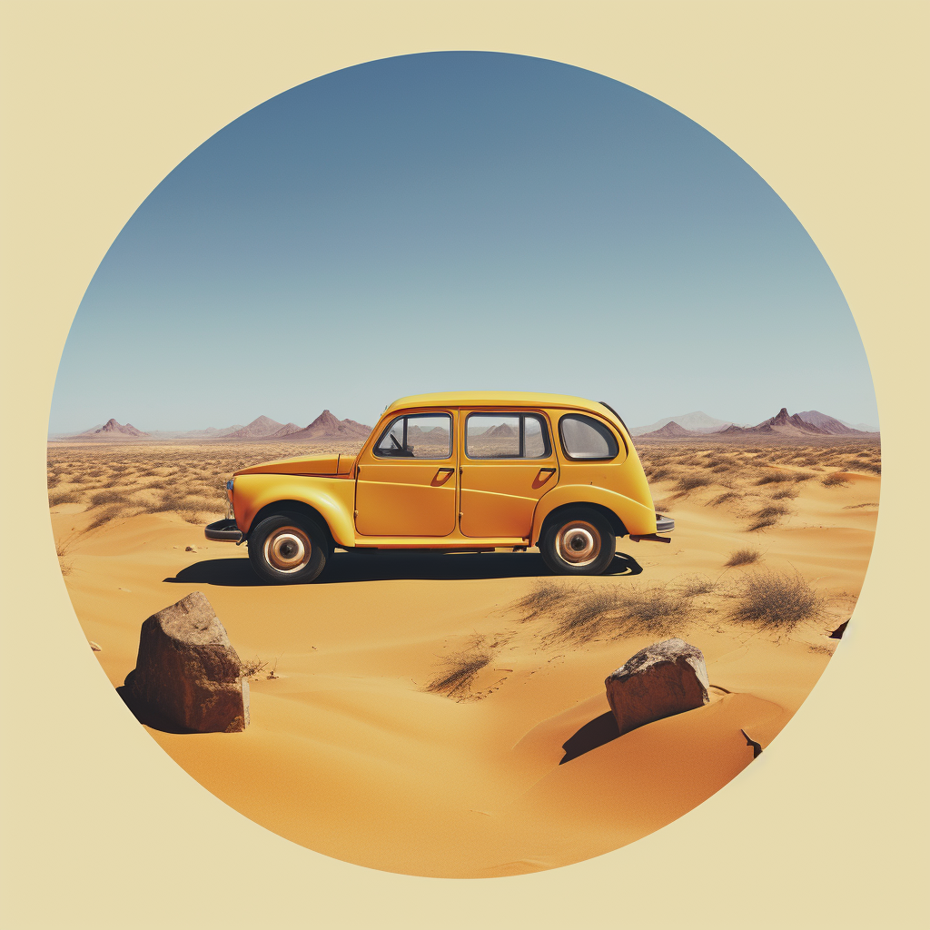 Vintage Renault 4L in desert