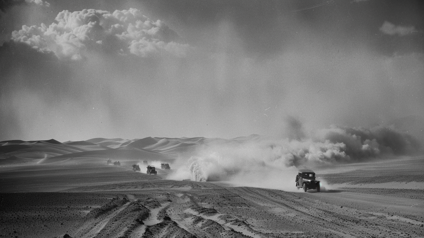 Military Convoy in Sahara Desert