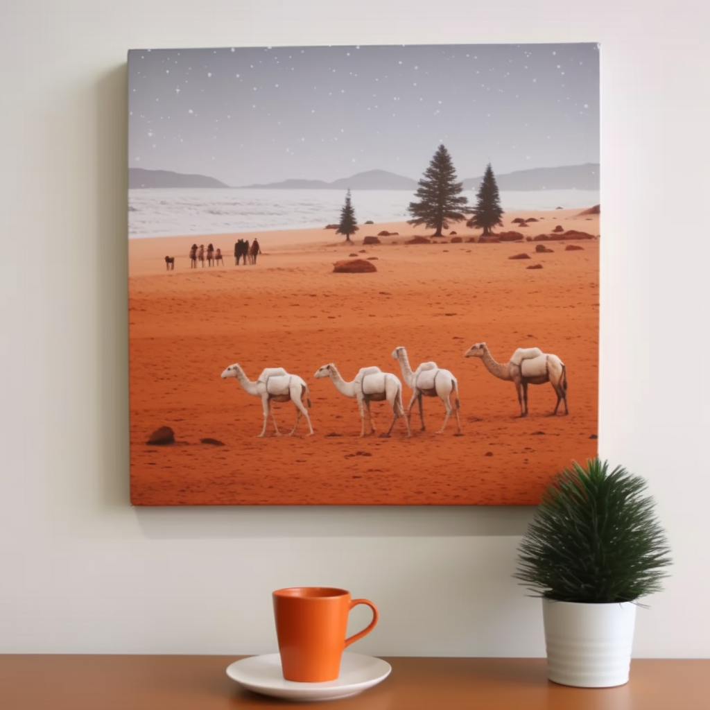 Camels in a Desert Scene