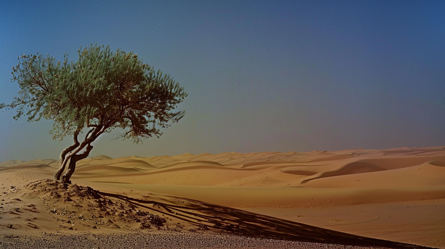 Desert scene with acacia tree