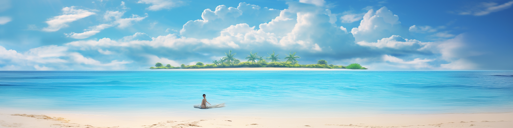 Woman enjoying sunbathing on deserted beach