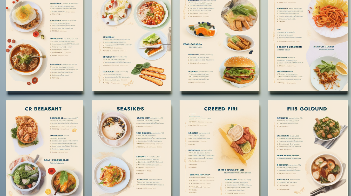 Creative new recipes on graphic menu