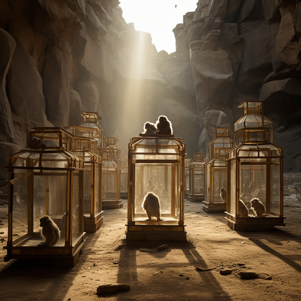 Image showcasing desolate monkey cage