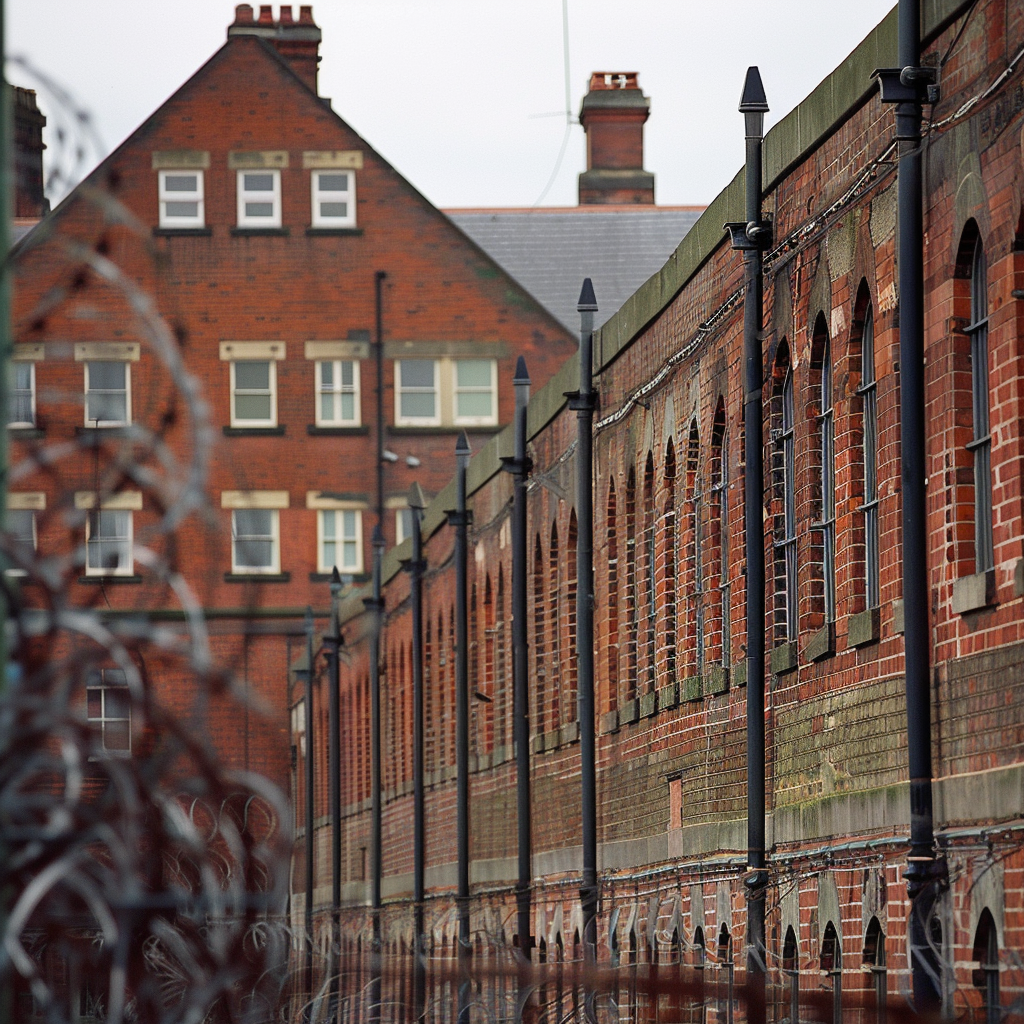 Despondent White Prisoner Red-Brick Prison