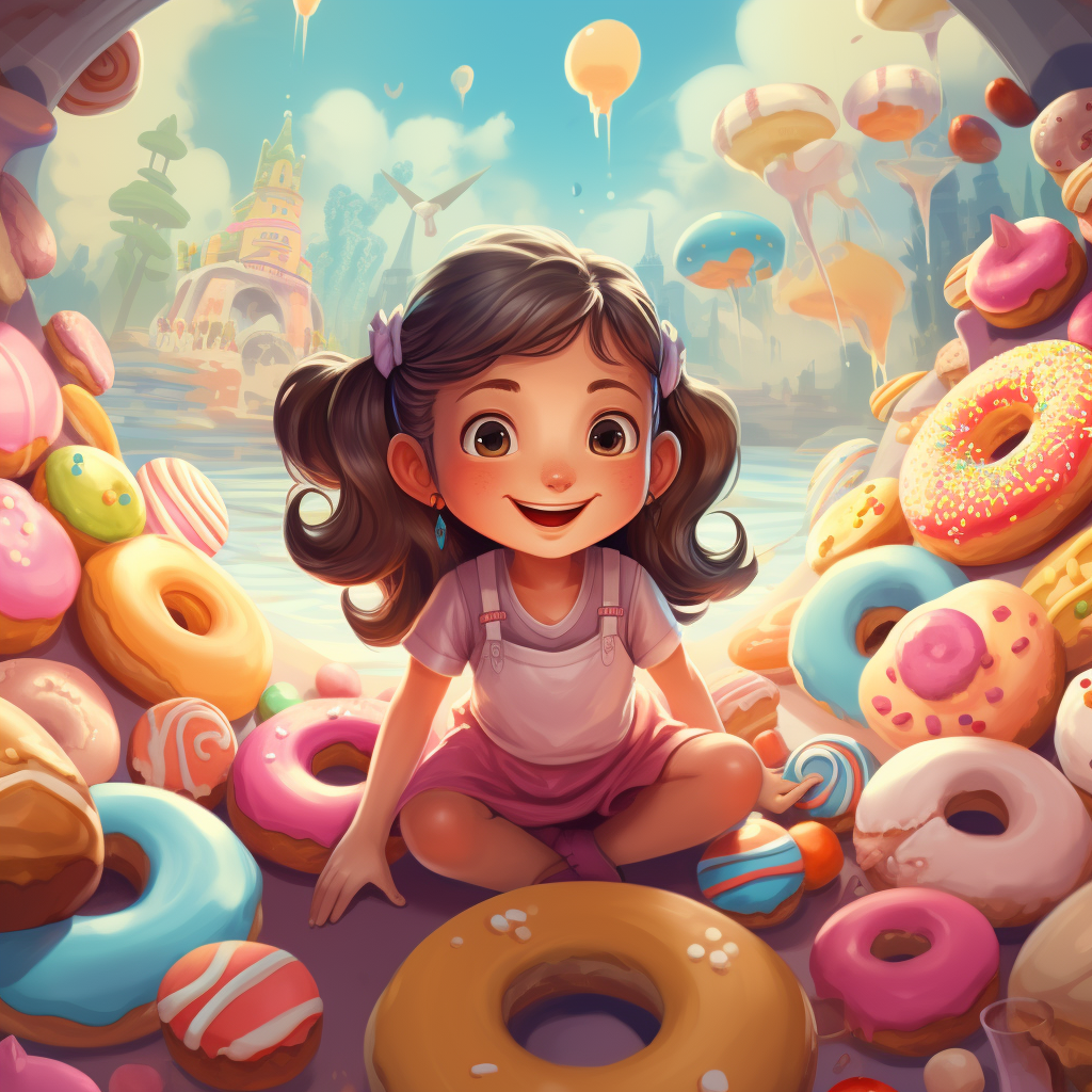 Little girl enjoying a scrumptious doughnut