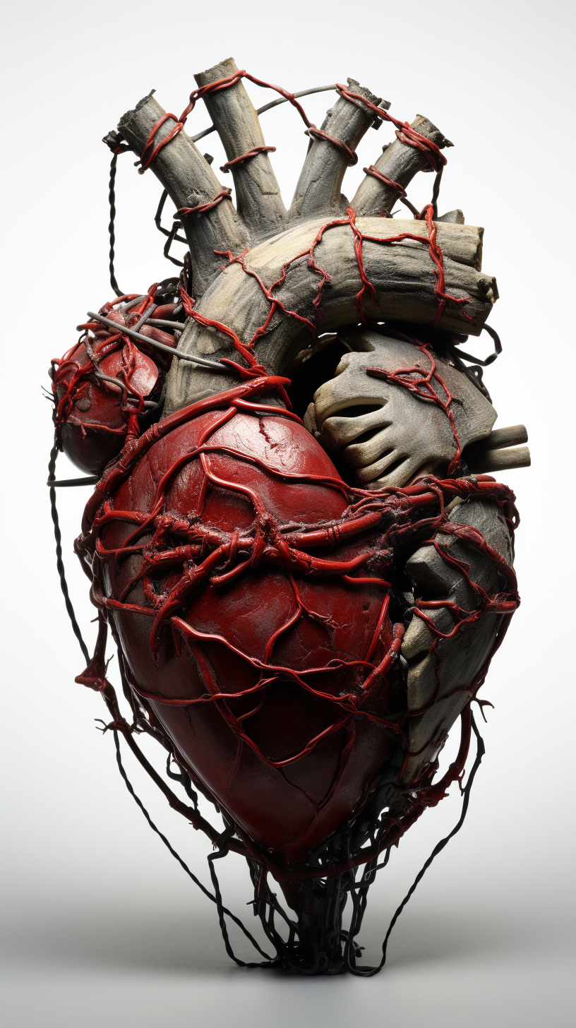 Anatomical heart in barbed wire