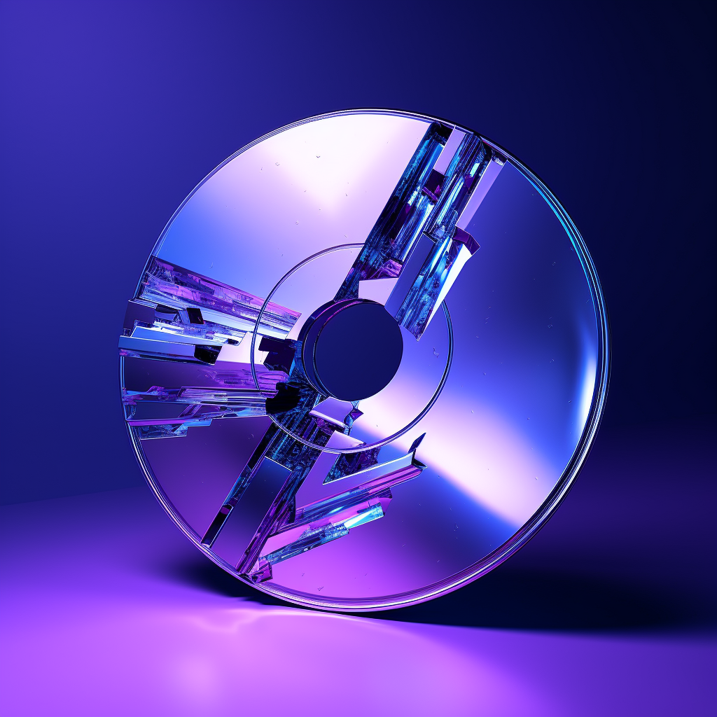 Damaged CD with Blue and Purple Elements