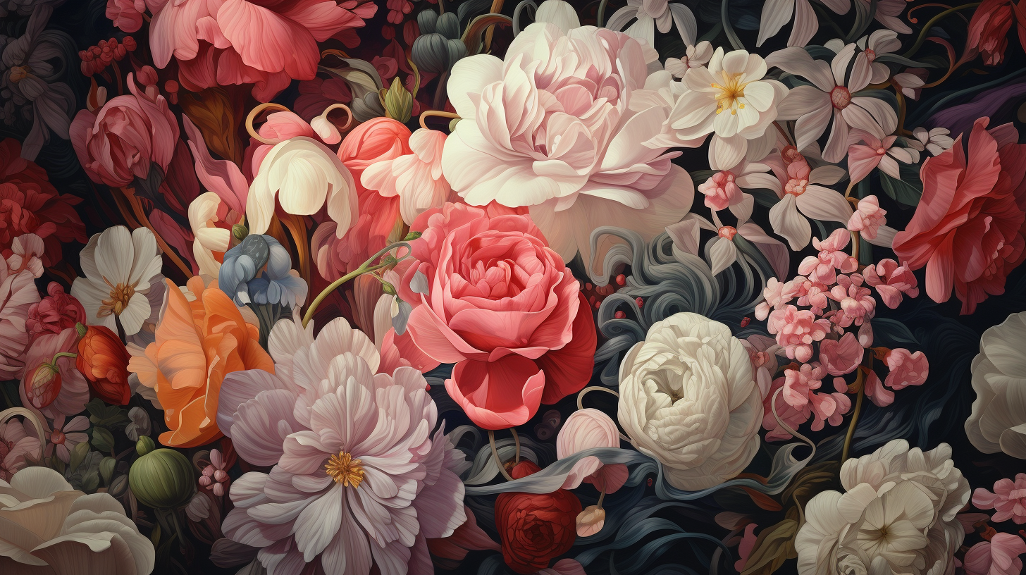 vibrant flower painting by Android Jones