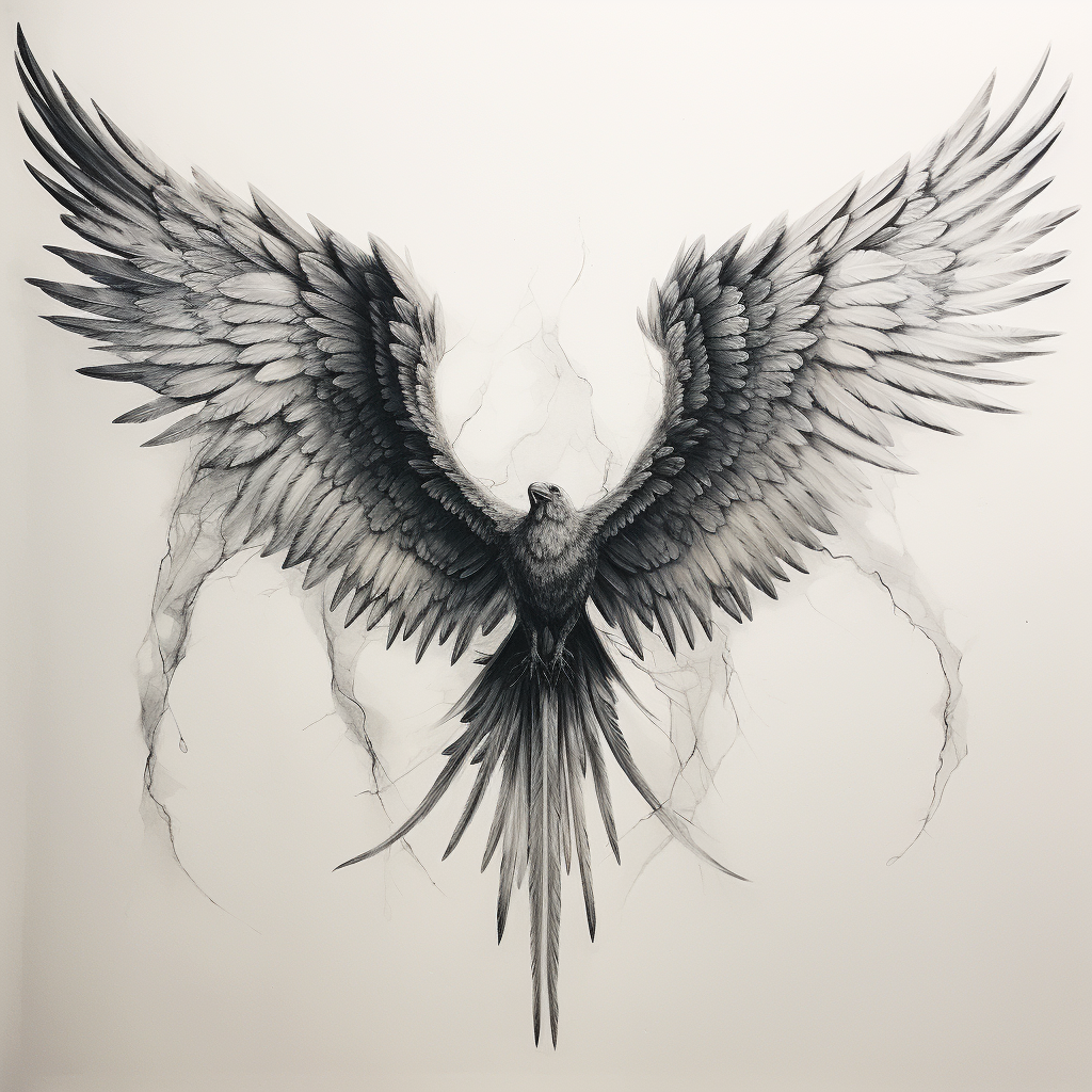 Detailed wing illustration on paper