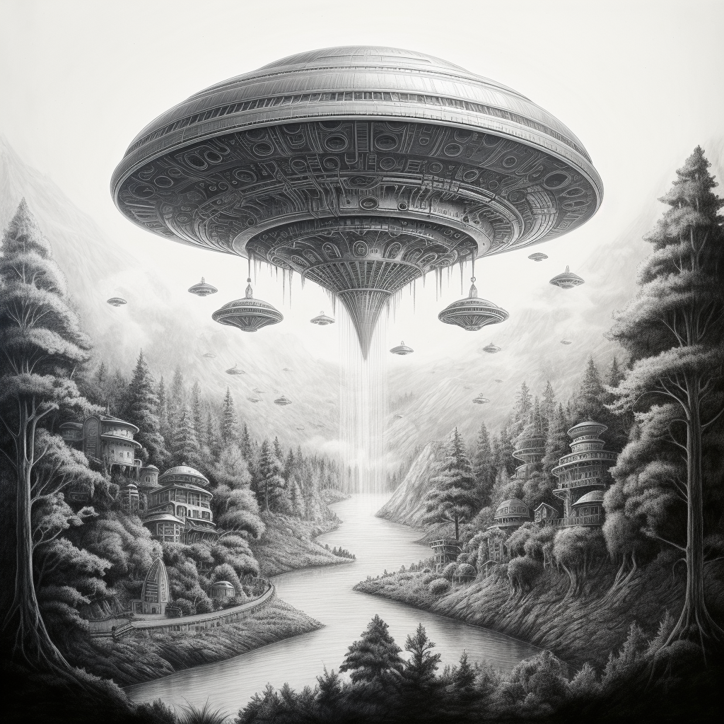 Detailed UFO Pencil Artwork