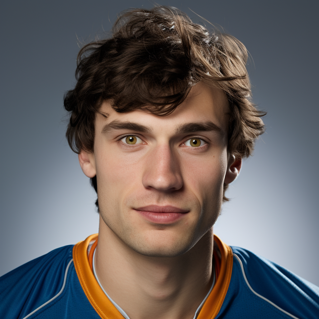 Eastern male ice hockey player with detailed headshot