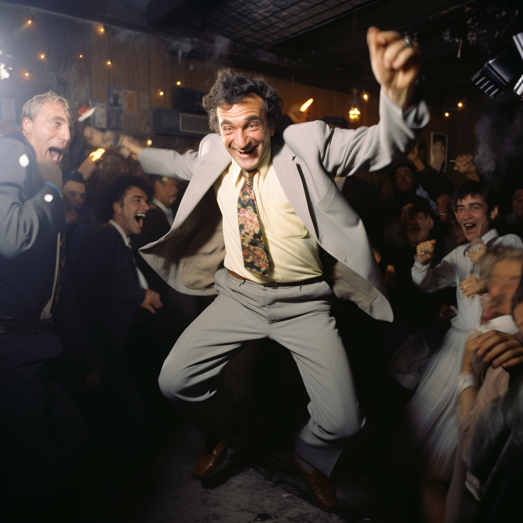 Detective Columbo dancing at illegal rave