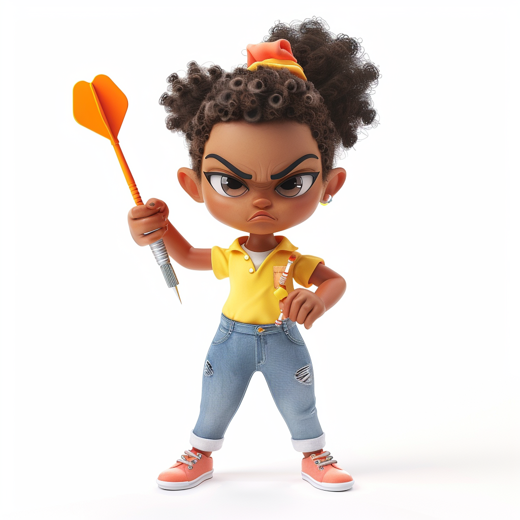 Black woman holding dart excitedly