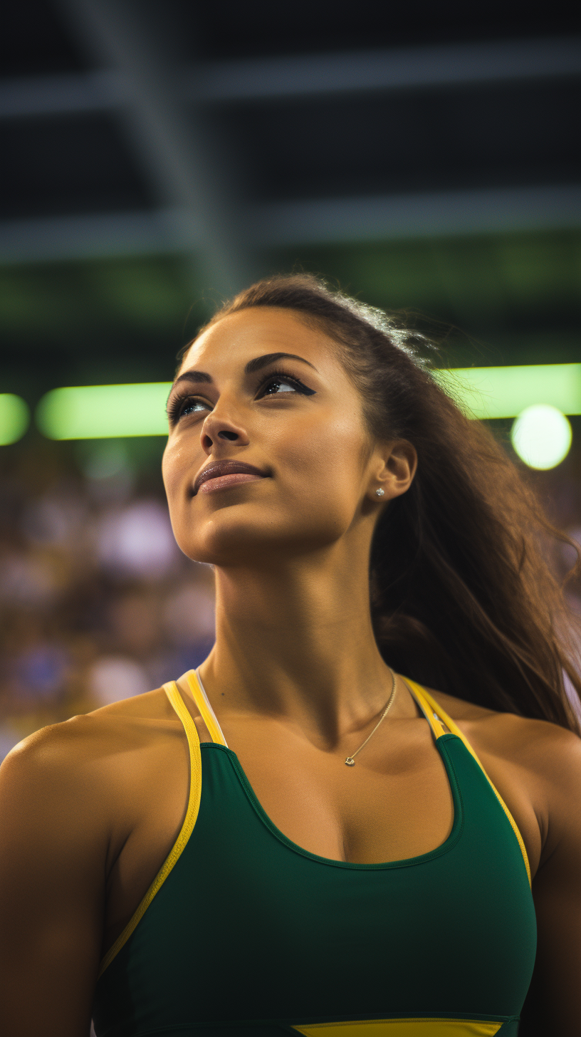 Candid shot of determined Brazilian woman athlete