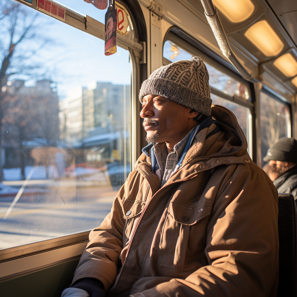 Experienced traveler on Q Line Street Car in Detroit