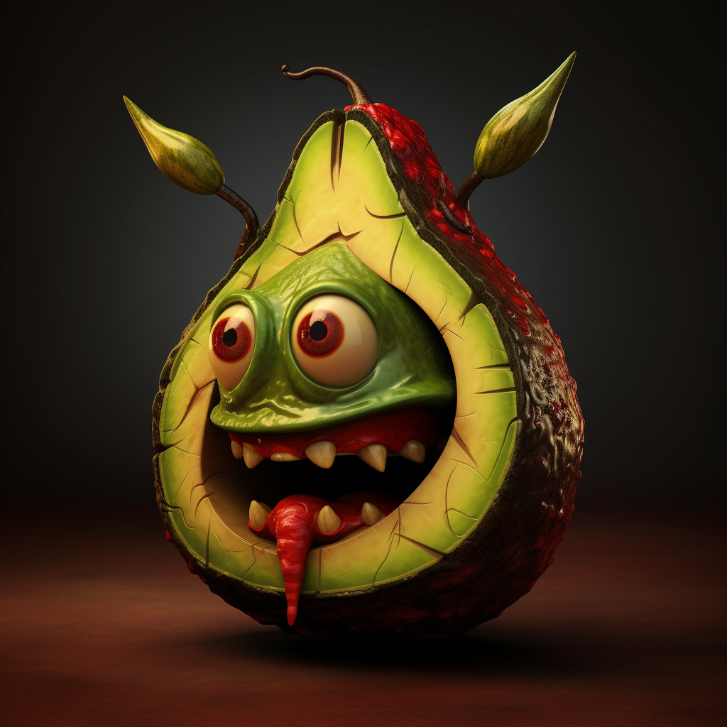 Cartoon devil avocado illustration