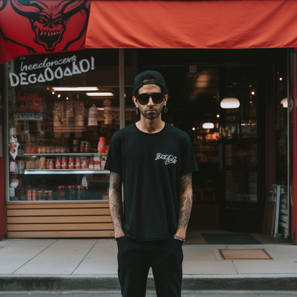 Devil in front of bodega store