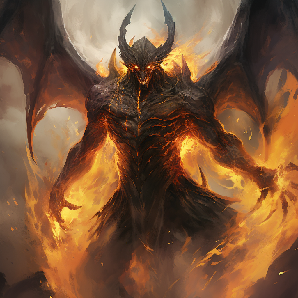 Devilish DnD Artwork with Fiery Wings