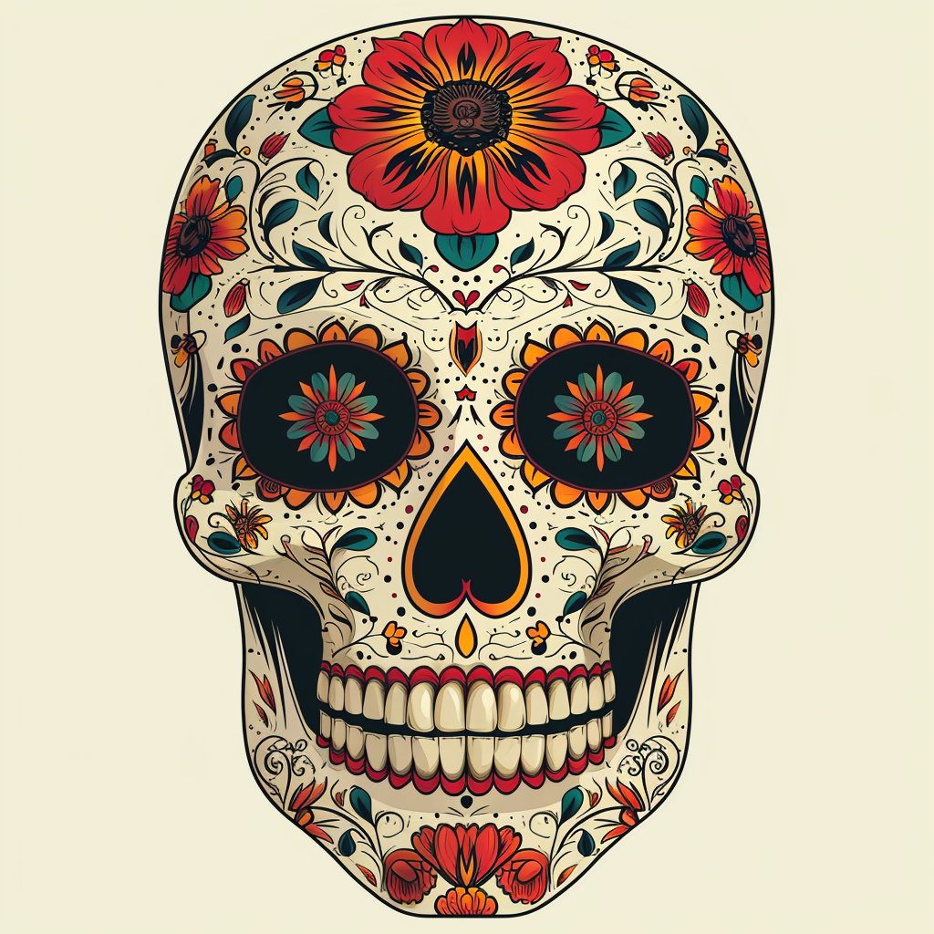 Colorful Dia de los Muertos skull