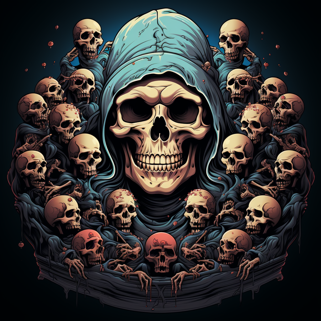 Vector image of Día de Muertos skateboard skulls