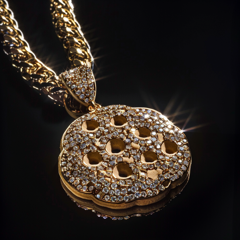 Large diamond chain with cookie pendant