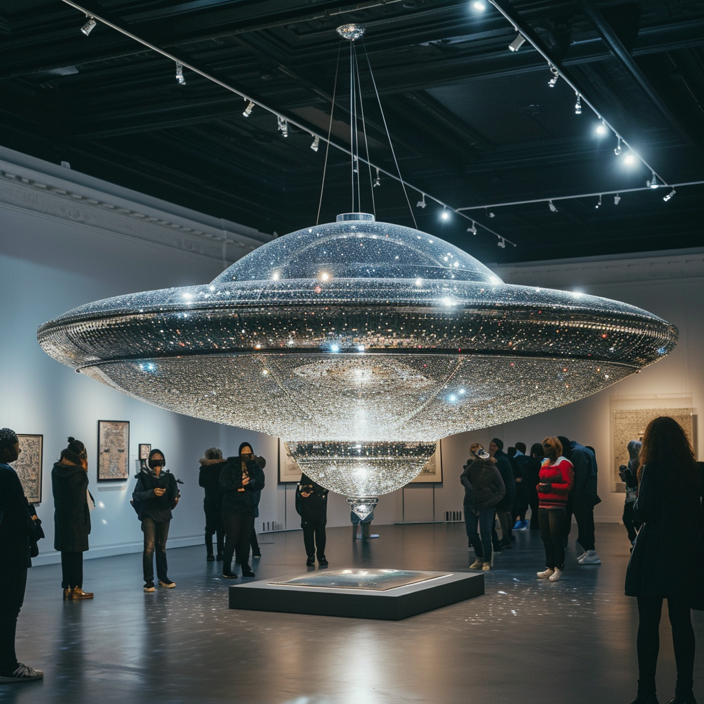 Crowd Admiring Diamond Flying Saucer