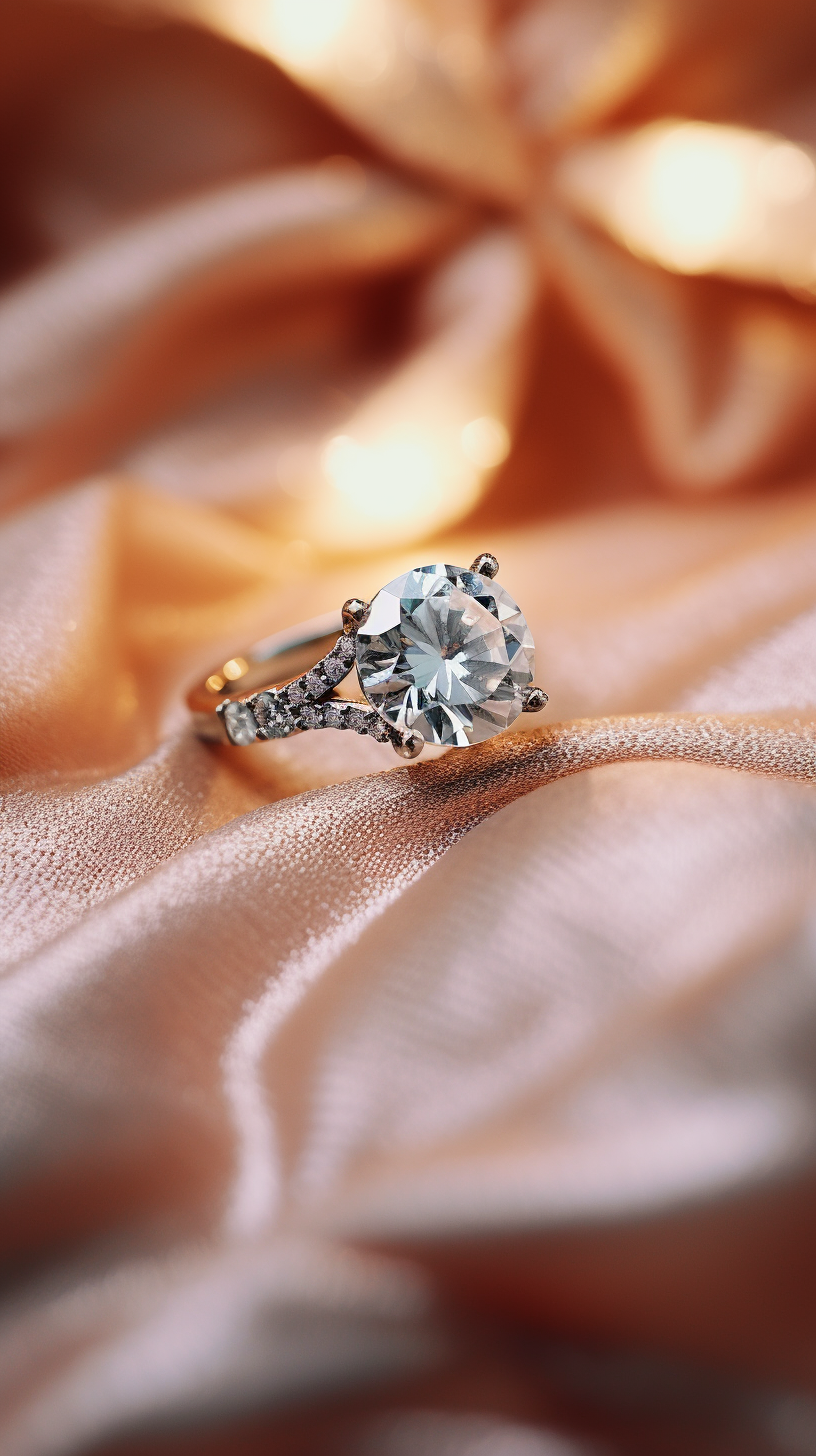 Beautiful diamond ring on living room carpet