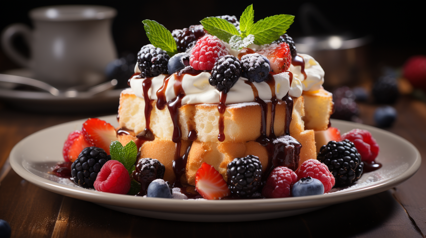 Refreshing diced pandoro with cream, berries, and chocolate