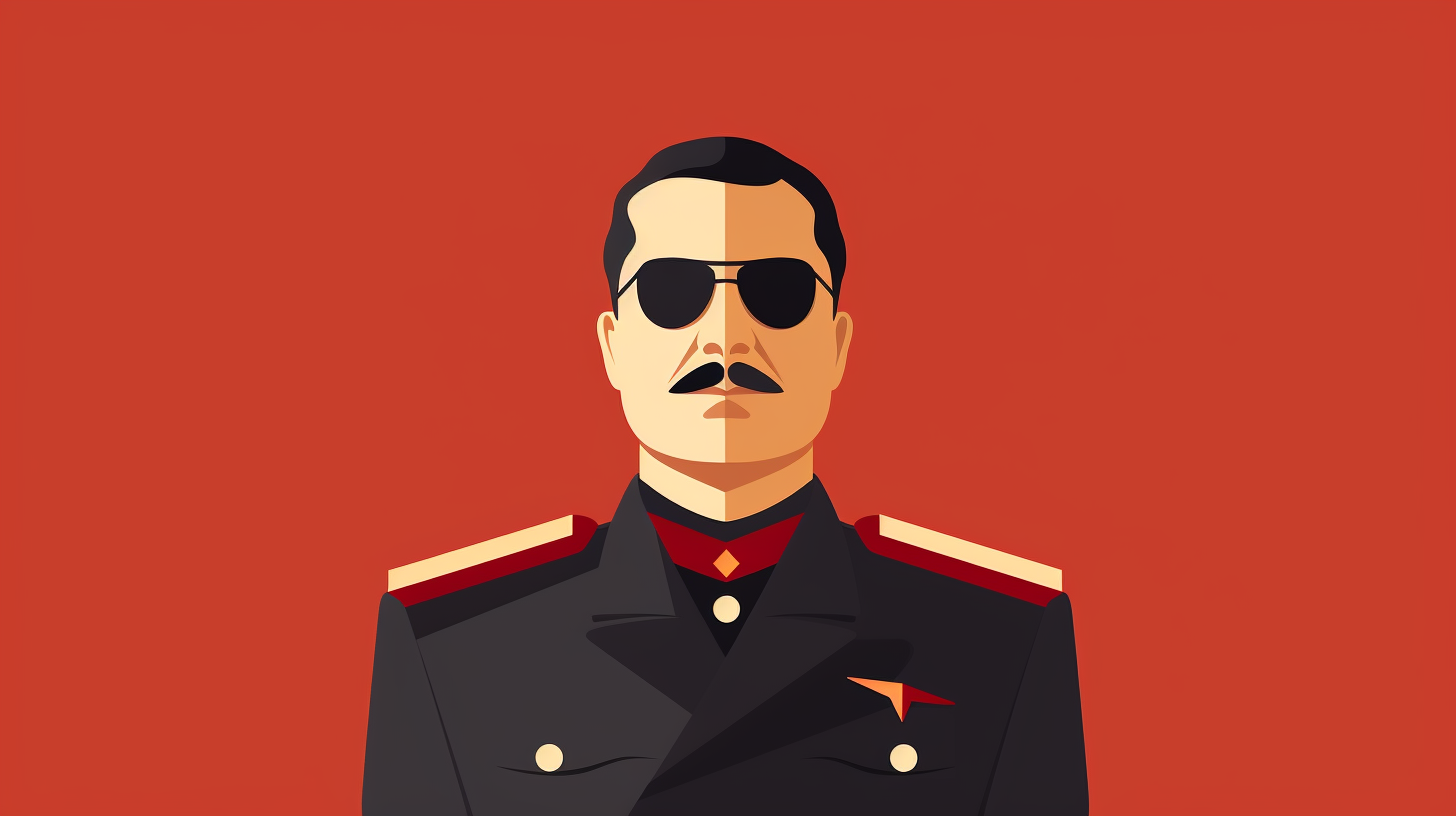 Minimalist dictator portrait cartoon