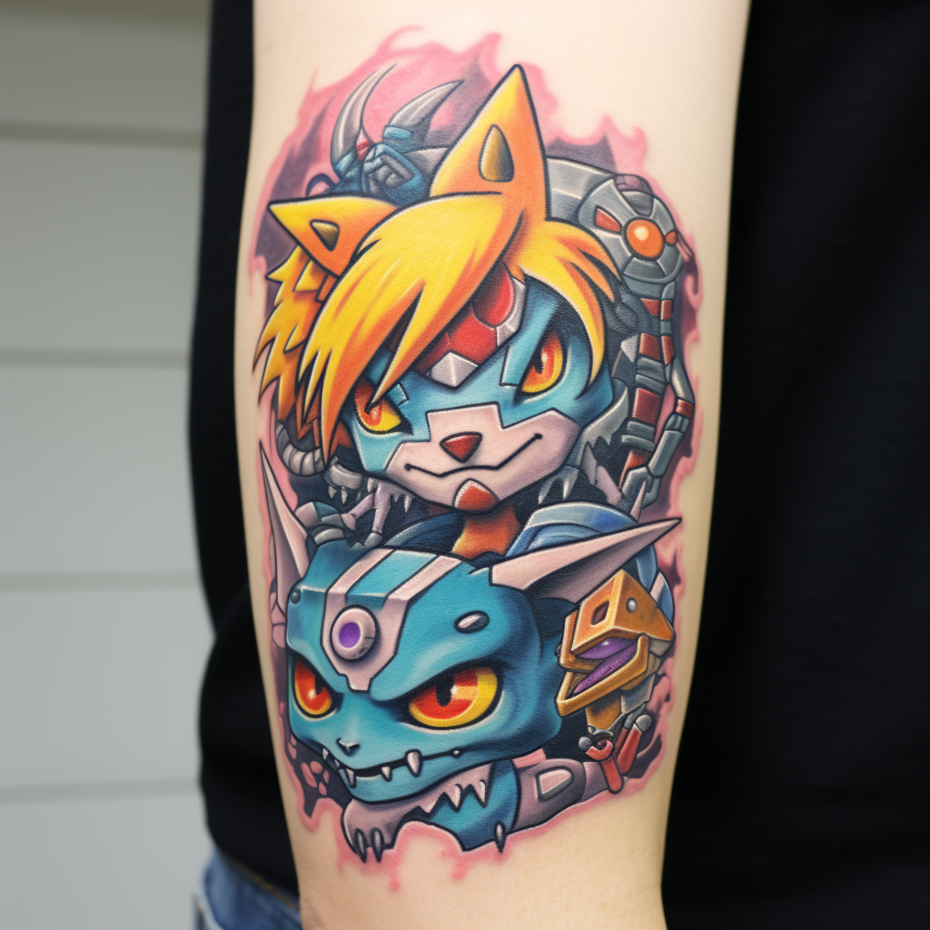 Stunning Digimon Tattoo Design