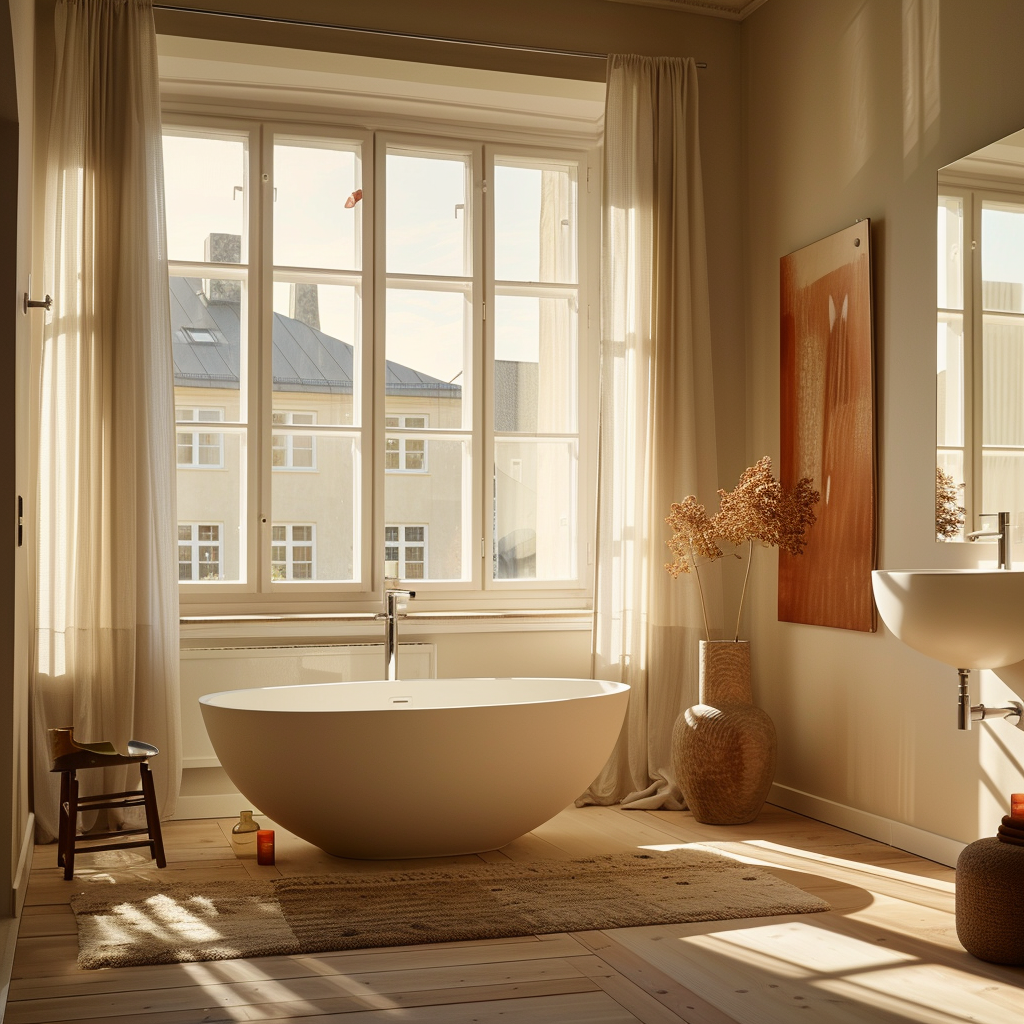 Stylish Master Bathroom with Windows