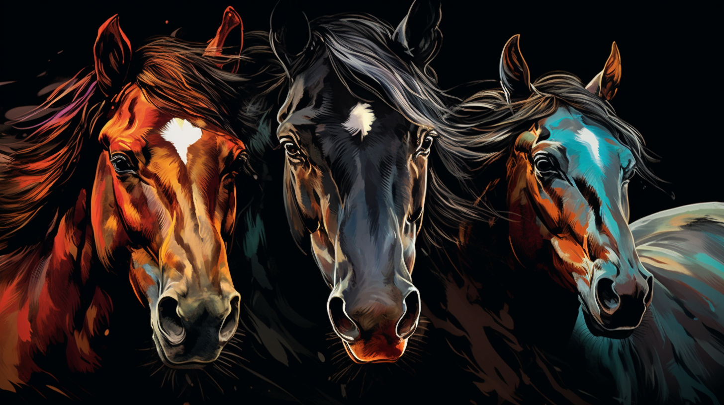 Digital Art Horses in Black