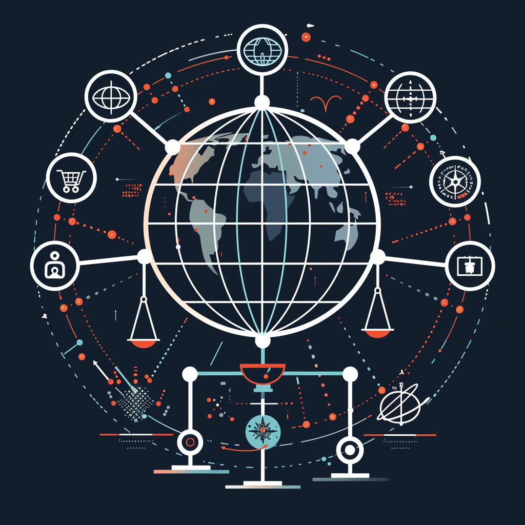 AI digital globe with orbiting elements