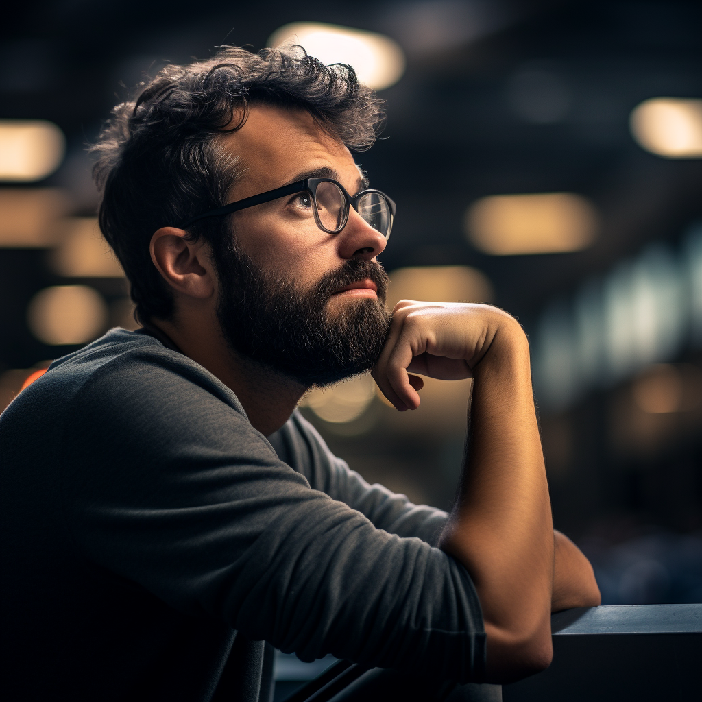 Man in Digital Marketing Contemplating Decision